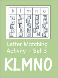 Letter Matching Activity set 3 KLMNO