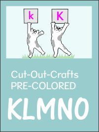 button cut out crafts set 3 KLMNO pre colored